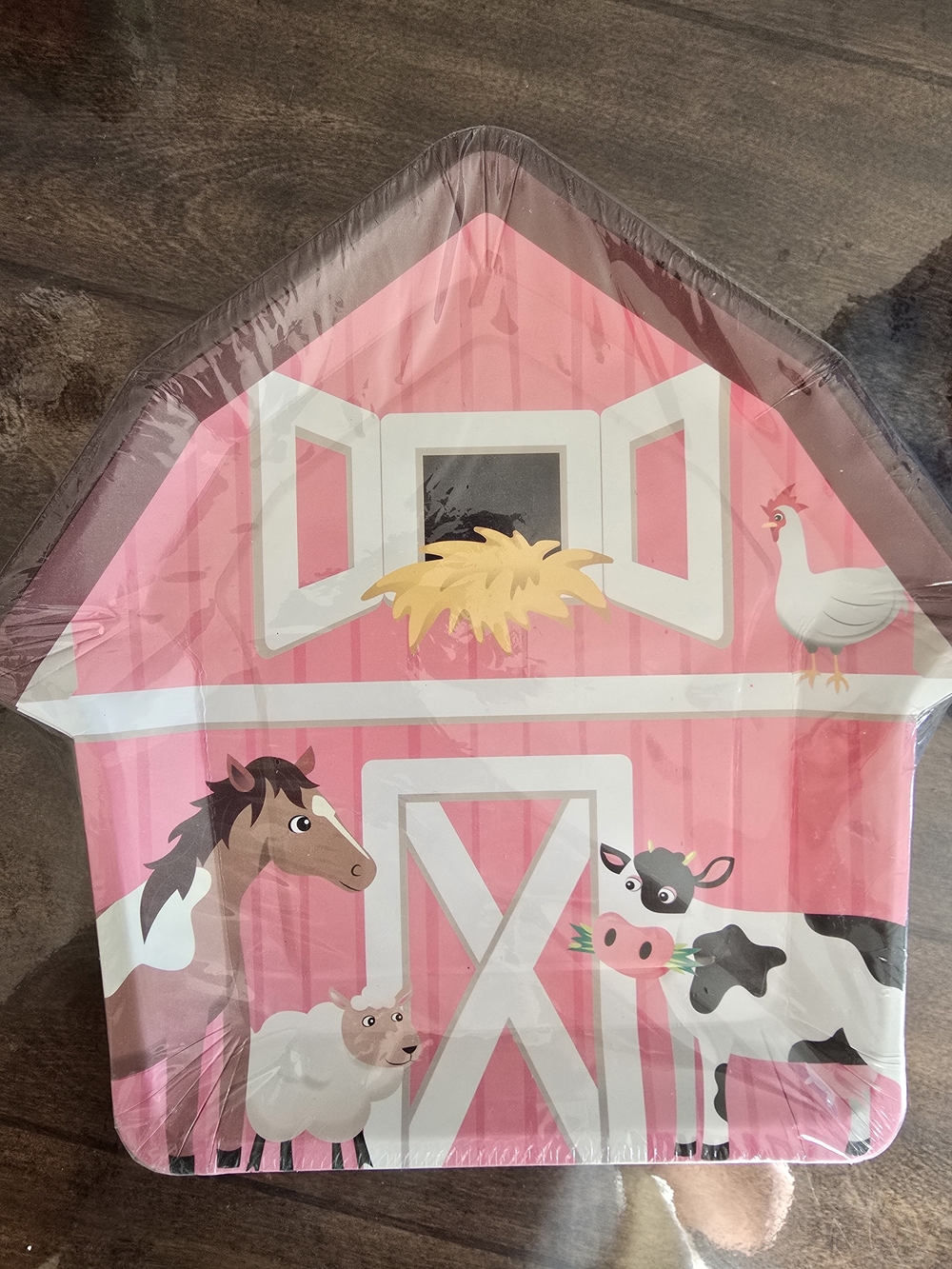 Pink Farm Animal Party Plates - Barn Design